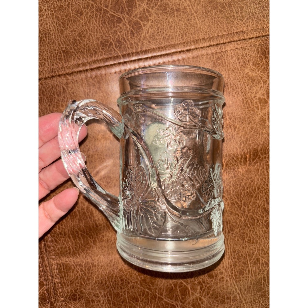 Vintage Glass Beer Mug Set The Putt Golf Theme Pewter Emblem Handle